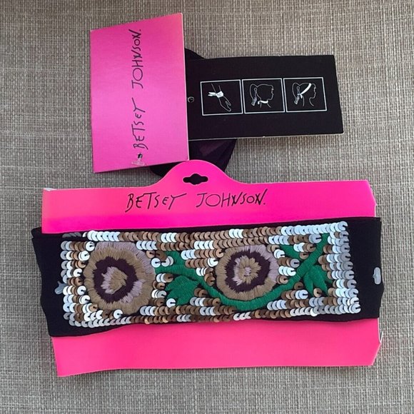 Betsey Johnson Women Headband Multi Color Sequins Neckband Wristband Multi Use - Picture 1 of 9